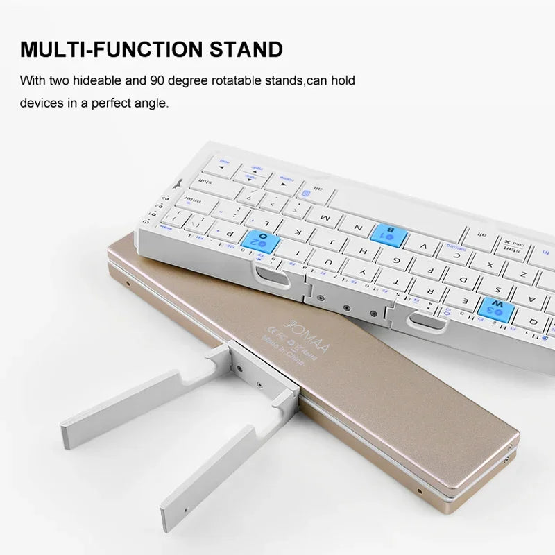Foldable Bluetooth Keyboard Rechargeable Keyboard Mini Folding Wireless Keyboard Aluminum Keypad with Stand for Phone