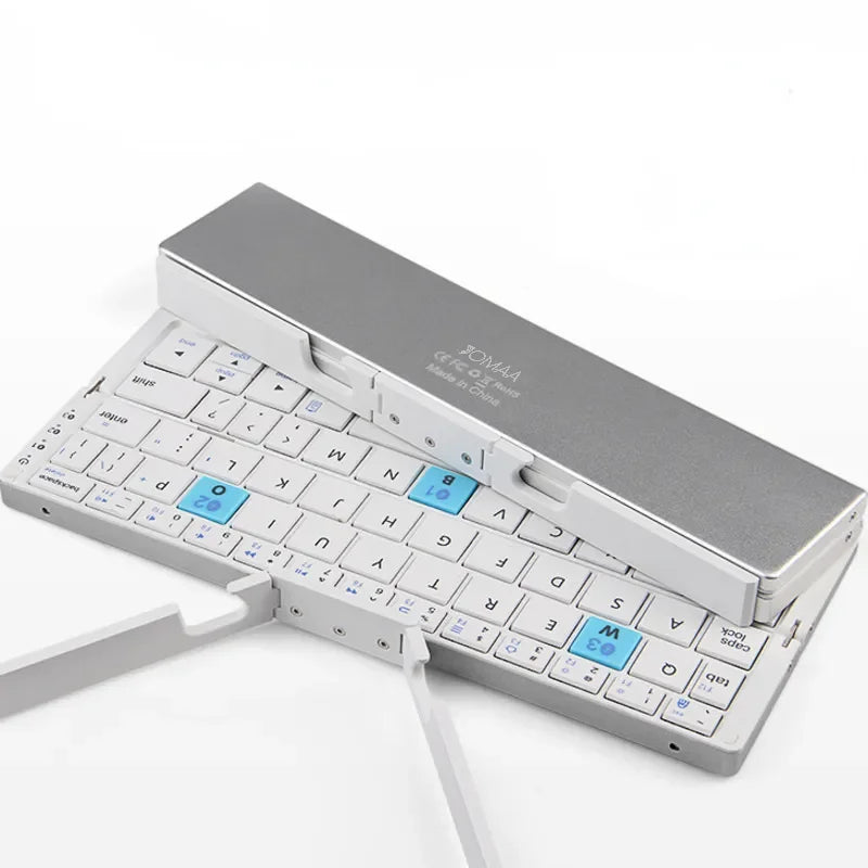 Foldable Bluetooth Keyboard Rechargeable Keyboard Mini Folding Wireless Keyboard Aluminum Keypad with Stand for Phone