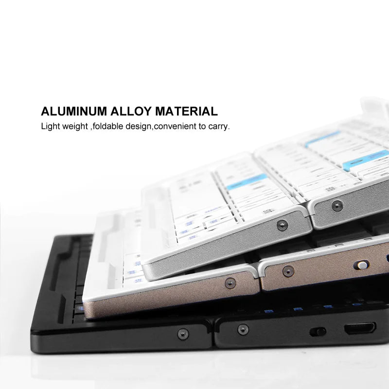 Foldable Bluetooth Keyboard Rechargeable Keyboard Mini Folding Wireless Keyboard Aluminum Keypad with Stand for Phone